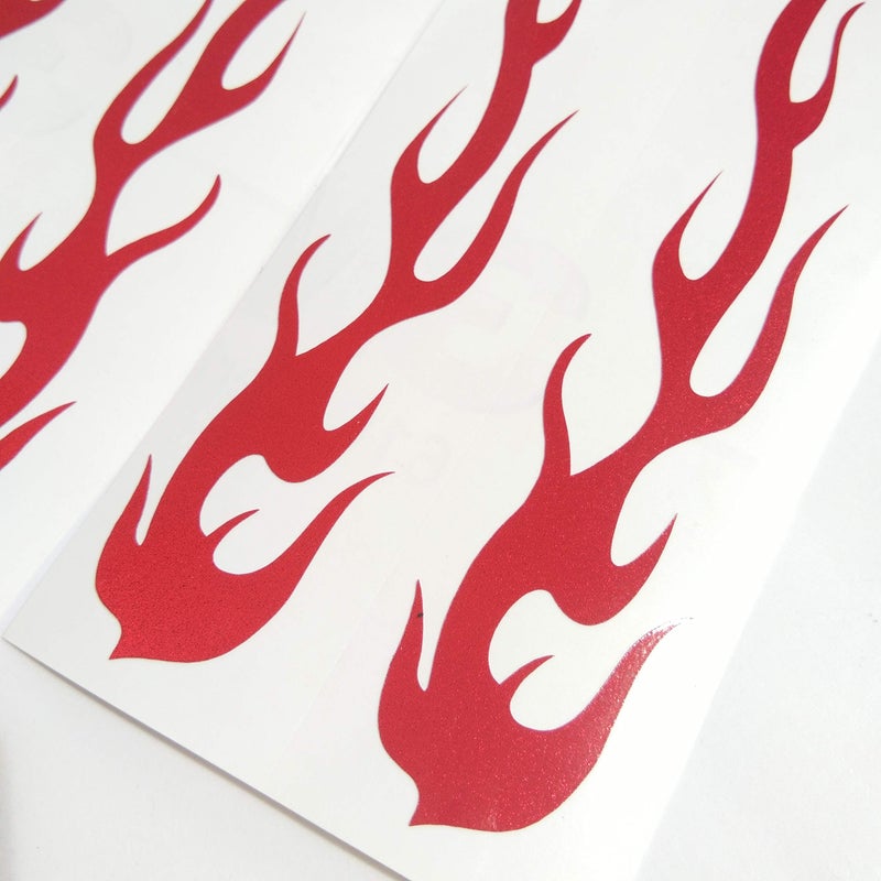 CUSHYSTORE Red Hot Rod Flame Fire Tribal Retro Reflective Decals Sticker for Helmet Cane Bicycle 1"x5", 4 Pack - Image 4